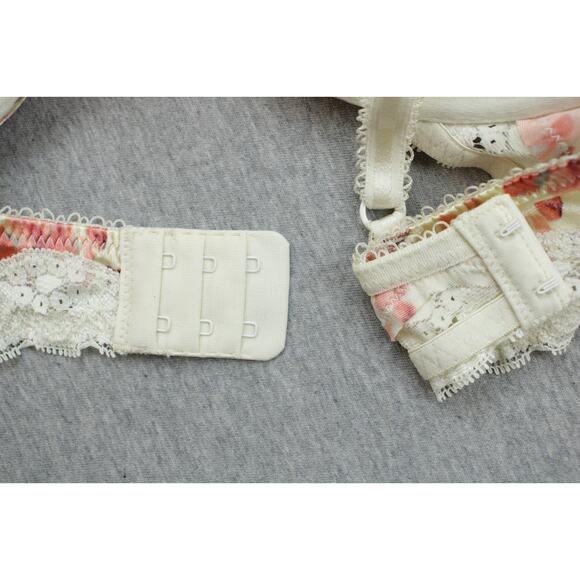 Ambrielle Bra 34C Push Up Padded Underwire Strap Floral Satin Lace - Picture 8 of 10